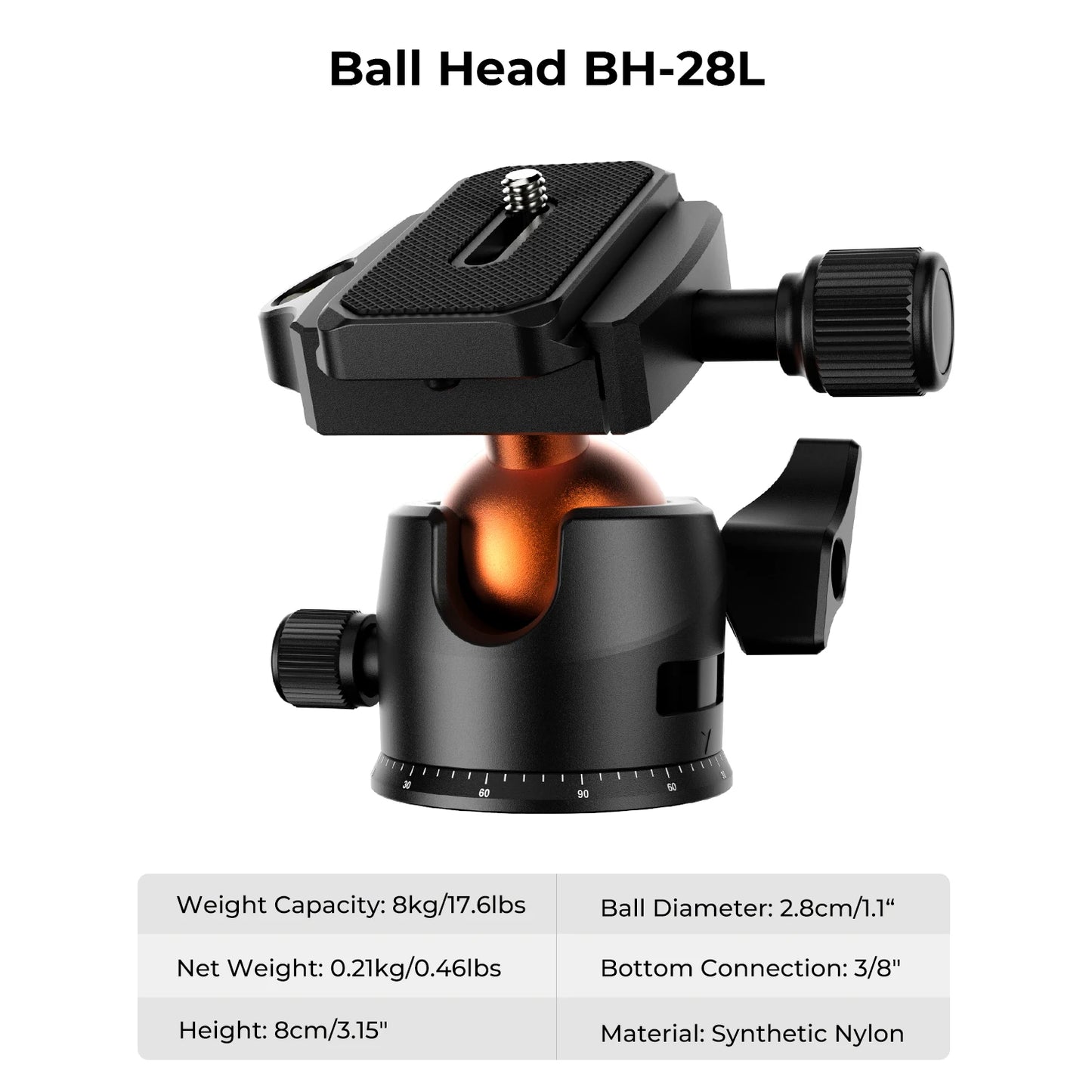 K&F Concept K234A0+BH-28L — Trépied Photo 64 Pouces Léger Rotule Charge 8kg