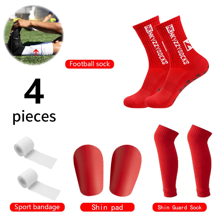 Kit Football 4 Pièces — Chaussettes + Manchons Protège-Tibias + Bandages