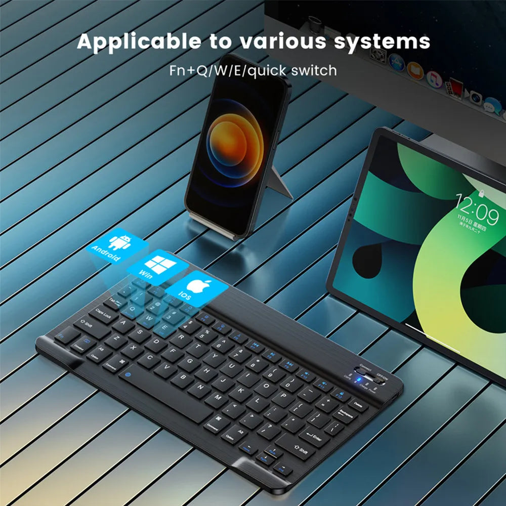 Clavier & Souris Sans Fil Bluetooth — Tablette Multilingue Espagnol Coréen Russe
