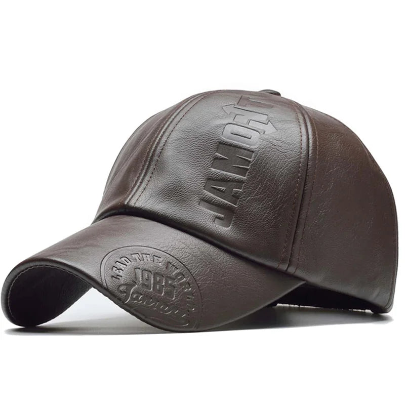 Gorra de béisbol ajustable de cuero PU para hombres, gorra de papá, sombreros parasol, gorras de camionero, sombreros cálidos de invierno, vintage, 6 A