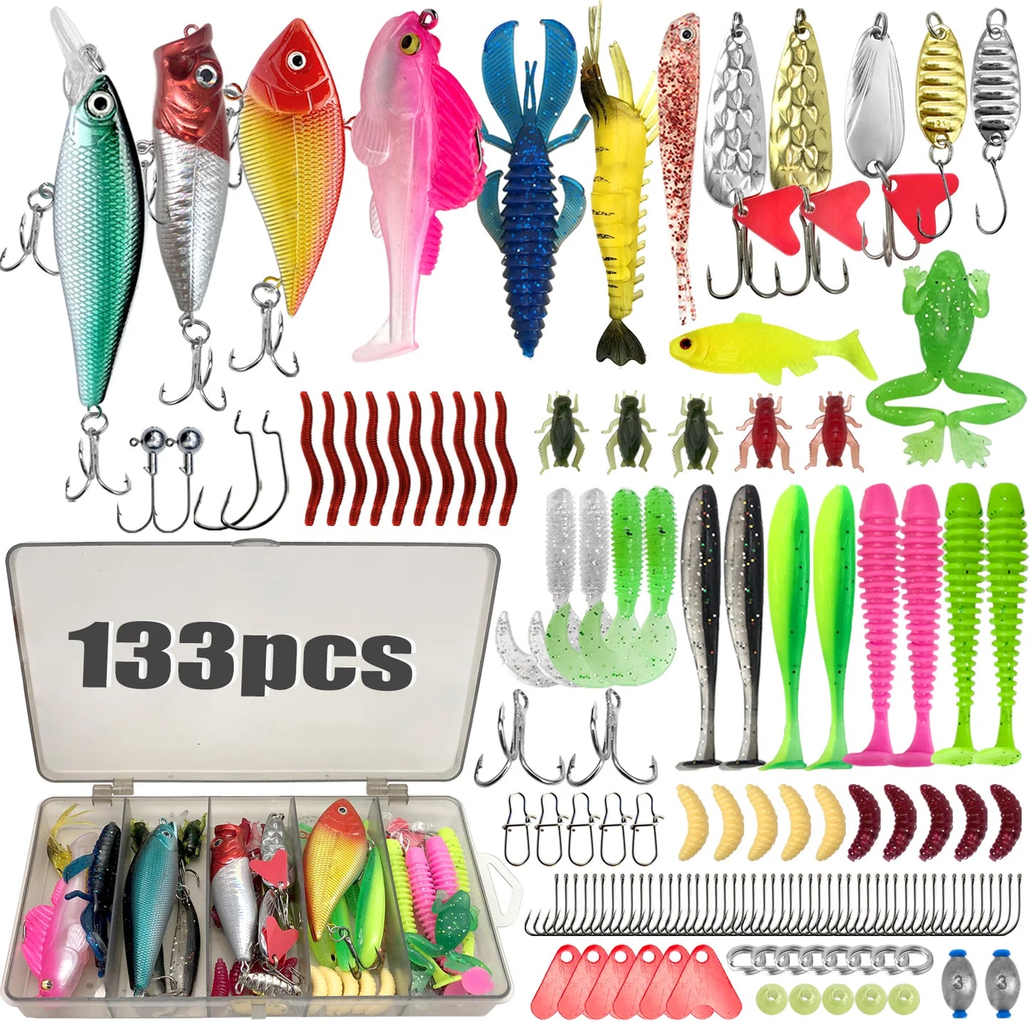 Kit de Leurres de Pêche 83/133/193/239/409 pièces pour Truite/Brochet/Perche - Ensemble Multicouches avec Équipement Pro et Boîte de Pêche Tactique