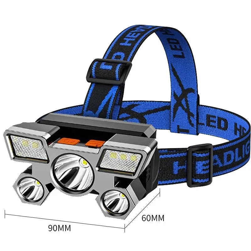 USB Rechargeable Portable Sauna Lamp, 5-LED Torch with Built-in Battery, Ideal for Work, Fishing, or Camping