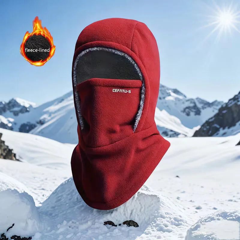 Fleece Balaclava Cycling Cap Cold-Resistant Windproof Warm Hood and Hat Thick Thermal Ski Windproof Cap Women Men
