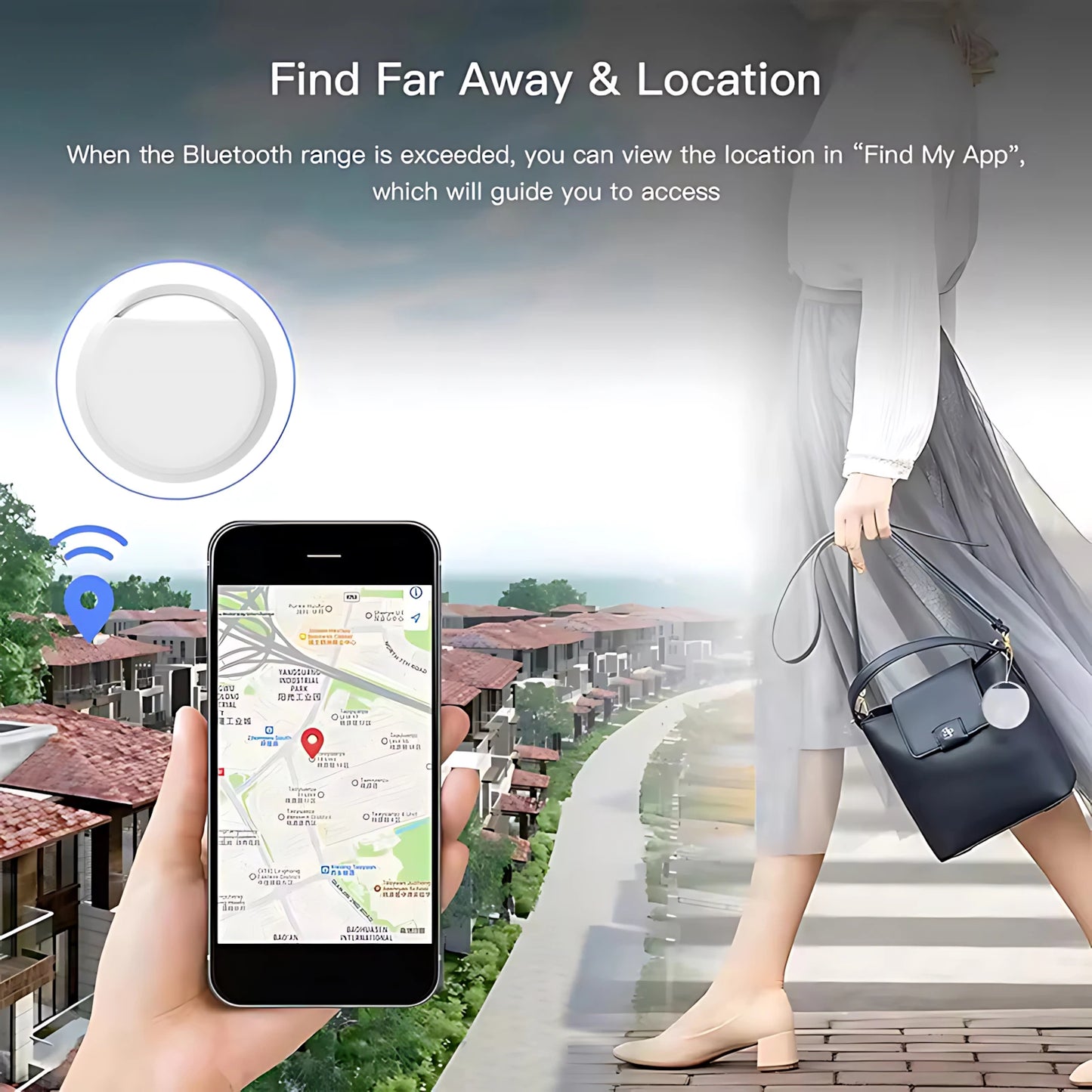 Mini traceur GPS intelligent Bluetooth — dispositif rappel anti-perte, localisateur, clé voiture, animaux, enfants
