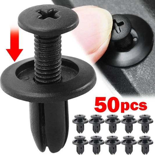 Rivets de fixation en plastique pour Voiture, trou de 8mm, Clip poussoir noir, garniture de porte de véhicule, panneau de retenue, fixation, accessoire de Voiture, 50 pièces