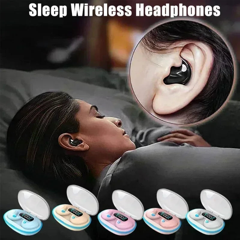 Écouteurs de couchage sans fil mini — casque travail, TWS Bluetooth, stéréo, cachés, micro HD, appel, étanche