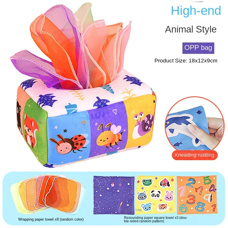 Jouet Montessori pour bébé, boîte à mouchoirs magique, activité d'apprentissage, jouet mentaires oriel pour enfants, exercice des doigts, jeu de société occupé