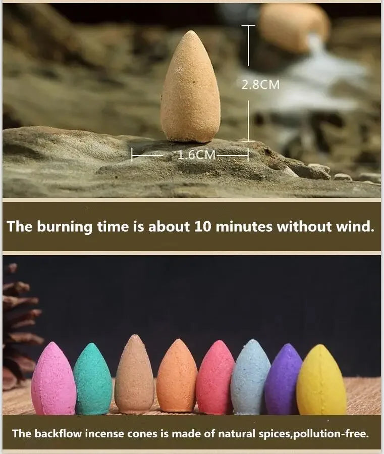 Incienso natural mixto Rosa jazmín lavanda Osmanthus Sakura cono de humo torre de reflujo incienso de reflujo bola de incienso