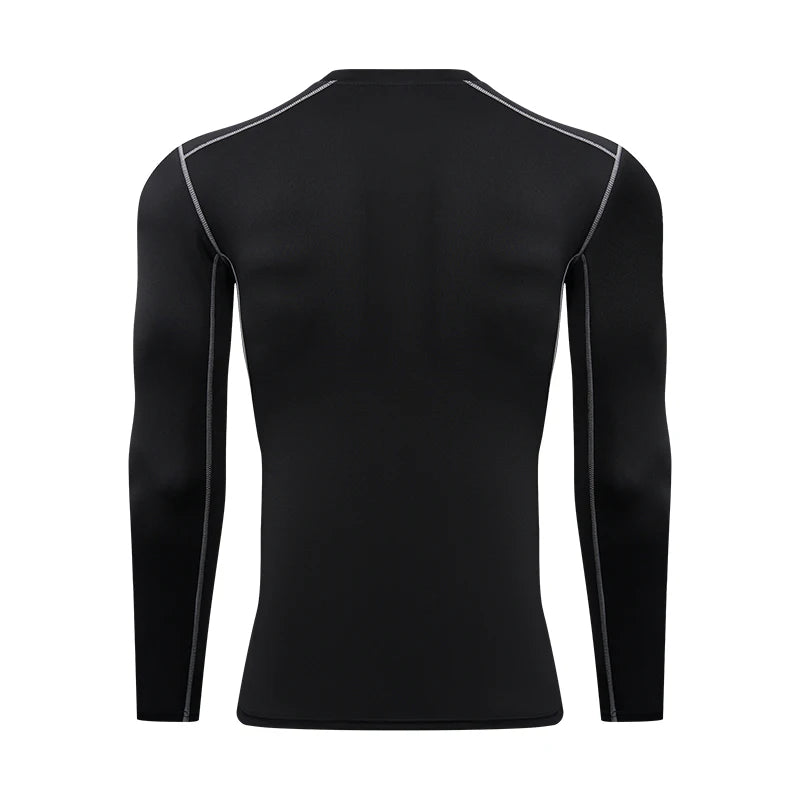 Men's long-sleeved sports t-shirt, high elasticity, quick-drying, solid, 2024