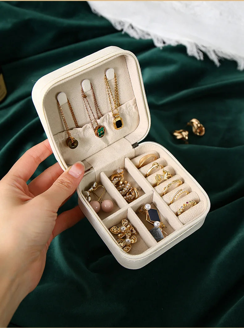 Mini Étui Voyage Bijoux Cuir PU Portable — Rangement Boucles Oreilles Colliers Filles Femmes