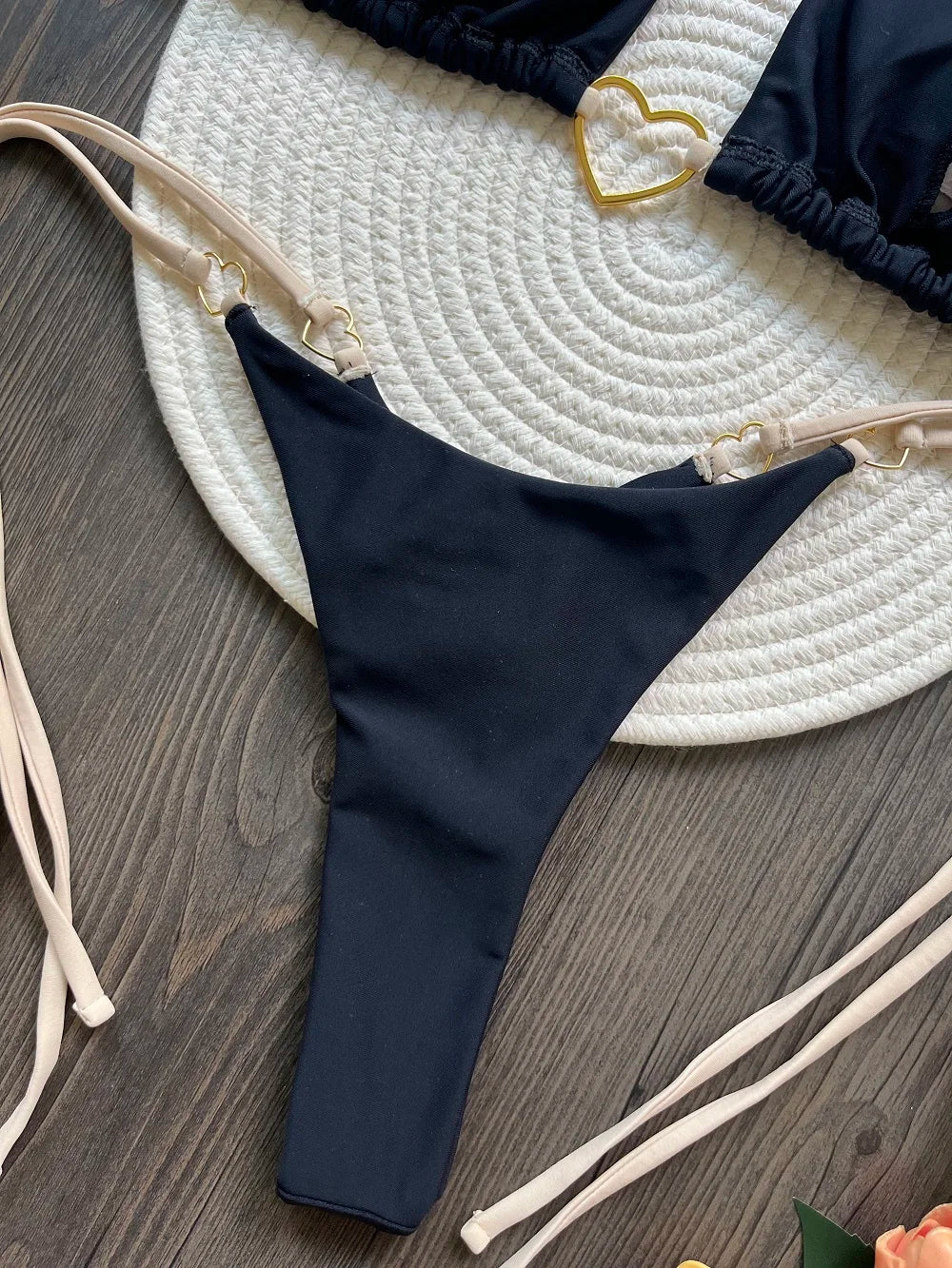 RUOTONSEPT-Maillot de bain deux pièces sexy pour femme, bikini brésilien, couleur unie, col licou, triangle, culotte tanga