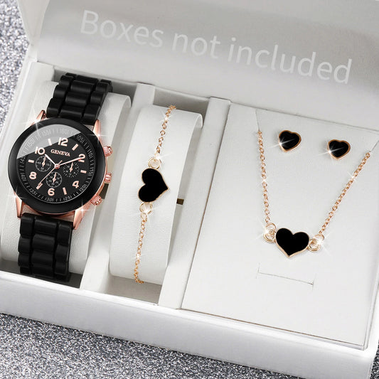 Ensemble Montres Quartz Silicone Femme — 5-6 Pièces Mode Cadeau Fille