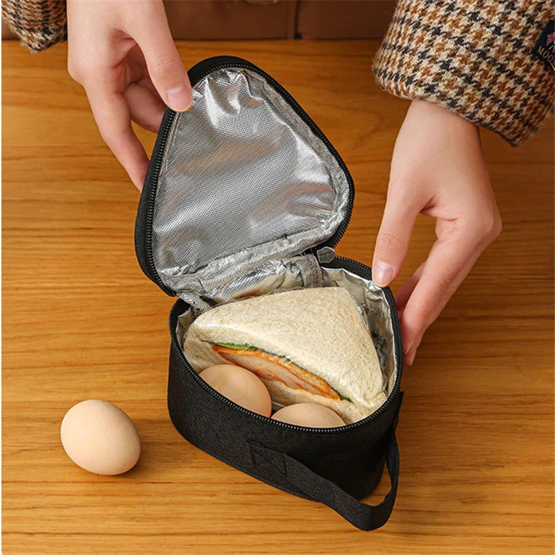Mini sac isolant triangulaire en aluminium, refroidisseur thermique, fourre-tout pour étudiant, sac boule de riz, boîte à déjeuner, sacs de transport pour déjeuner Bento