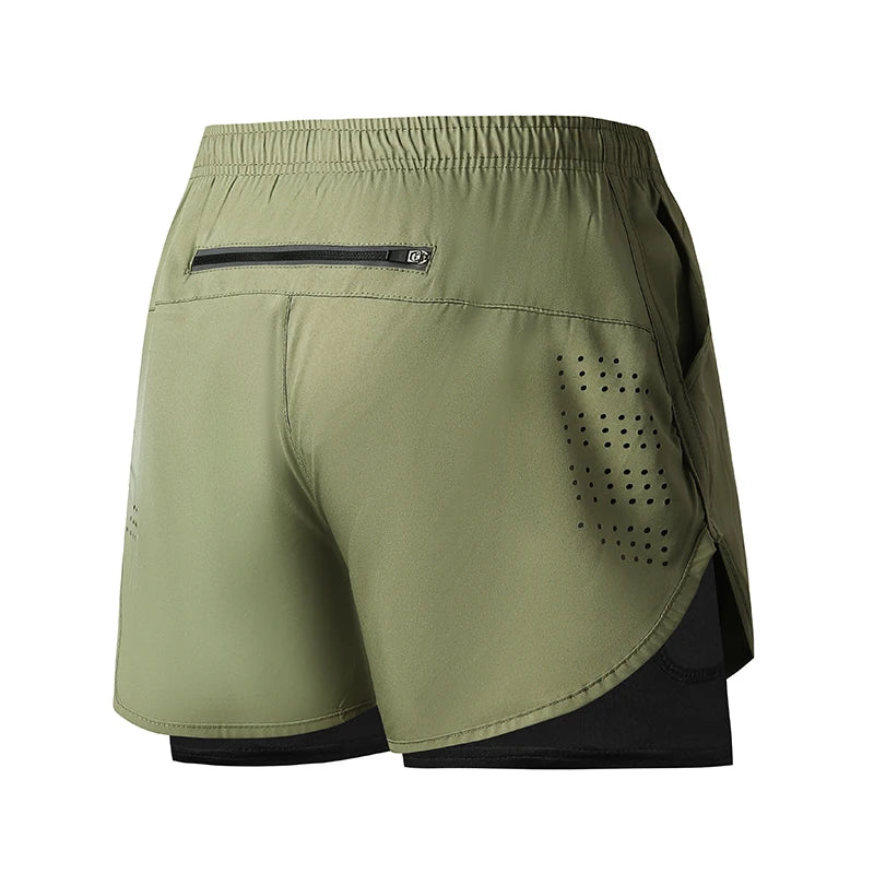 Men's Running Shorts, Quick Dry, Fitness, Black, Double Layer, New Sport, Training, Bodybuilding, Short Pants