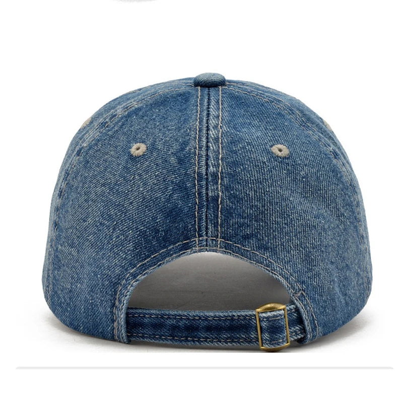 Denim Baseball Cap for Men and Women, Embroidered Letter Flap Hat, Summer Sport, Hip Hop, Gorras, Unisex, 2024