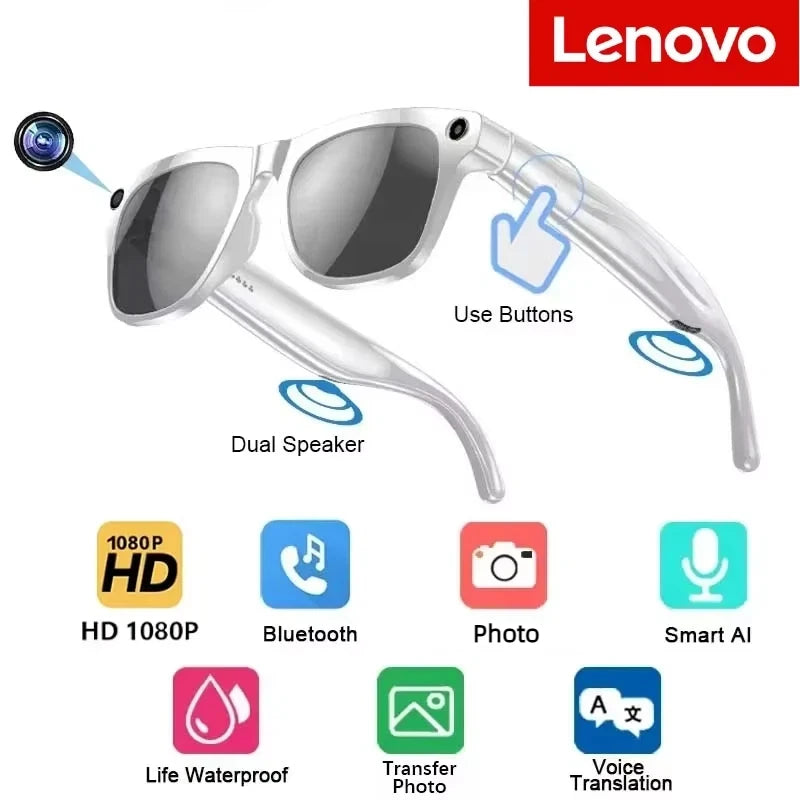 Gafas de sol inteligentes Lenovo AI ChatGpt Bluetooth Táctiles Deportivas con cámara de 800mp Llamada Bluetooth Reproductor de música para iPhone NUEVO
