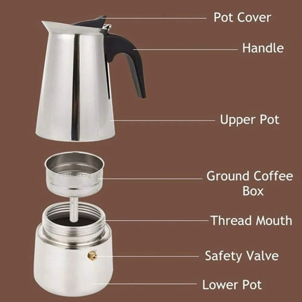 Cafetières moka en acier inoxydable, expresso, tasse à café, théière, café Latte, cafetière Portable pour Camping et maison