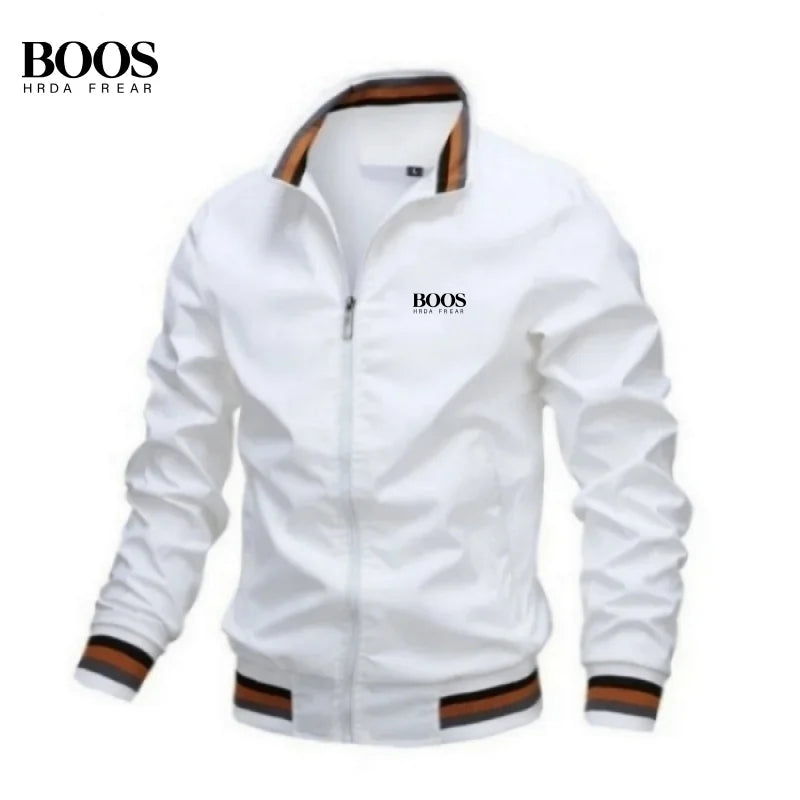 Veste zippée brodée pour hommes — baseball, sports plein air, décontracté, automne