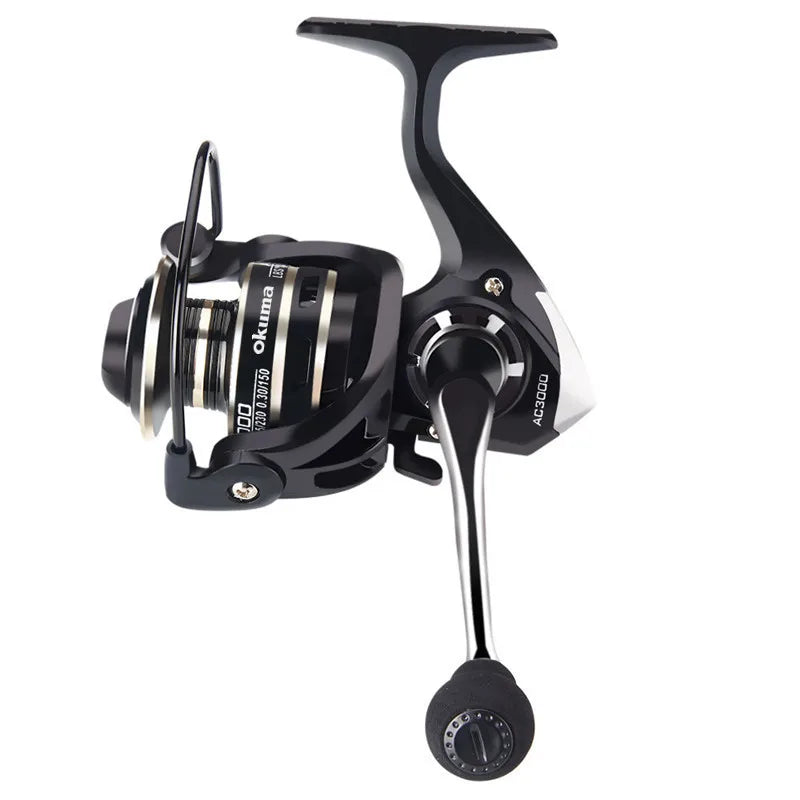 Le plus récent OKUMA AC2000-7000 Moulinet De Pêche En Métal Balle Grip Spinning Reel 5.2:1 Métal Moulinet Tasse 12KG Max Drag