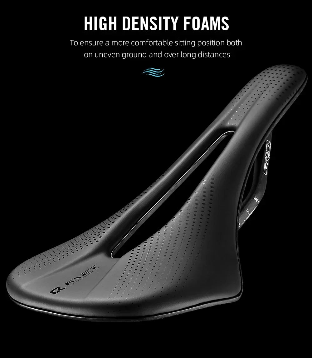 Selle vélo carbone 3D imprimée 140mm — rail rond, super légère, route, VTT, course