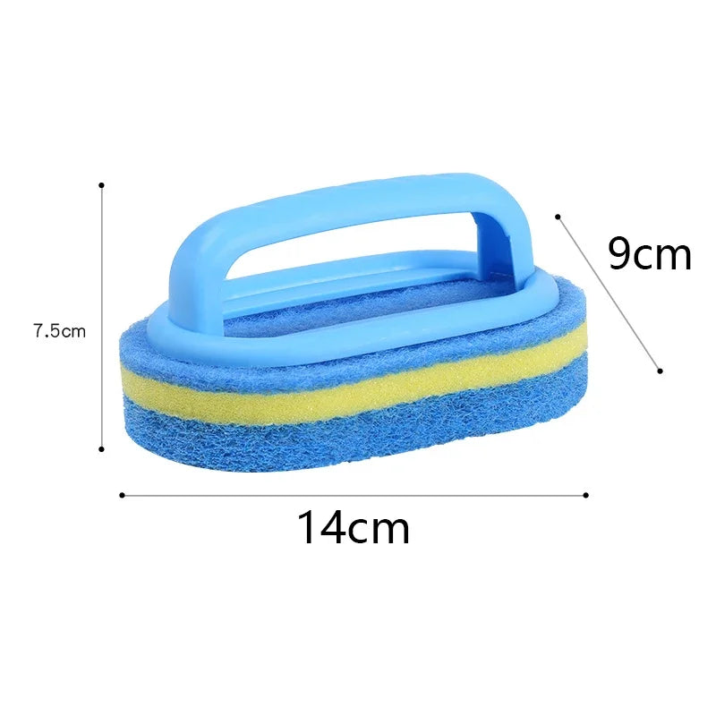 Brosse de nettoyage avec manche, éponge de cuisine épaisse, lingette pour carrelage de salle de bain, outils de nettoyage domestique pour l'élimination des taches
