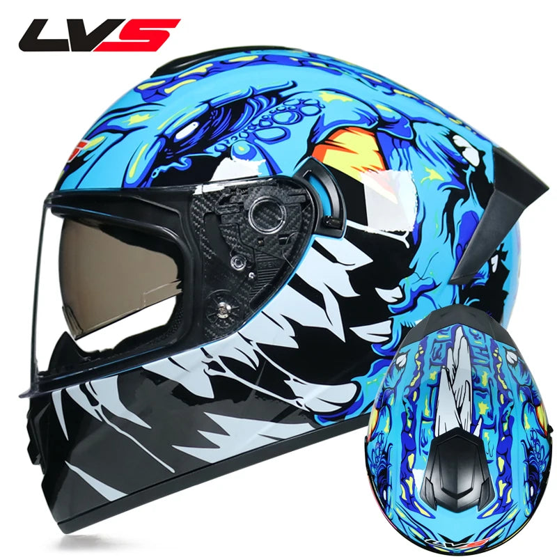 Casques moto pour hommes et femmes — double lentille, locomotive