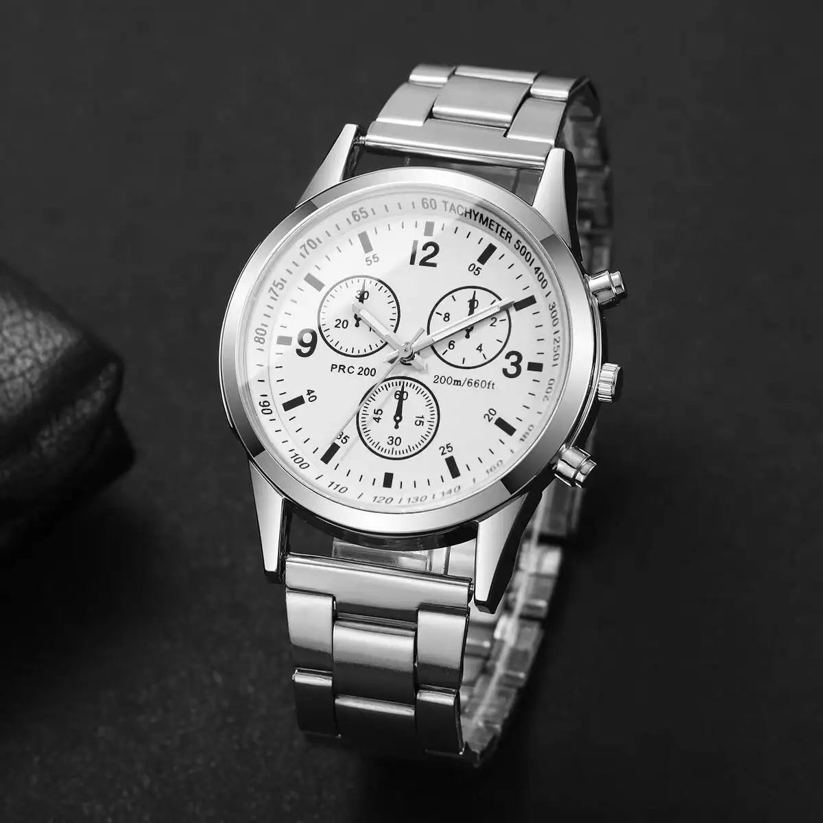 Reloj de cuarzo para hombre, de negocios, con correa de acero inoxidable