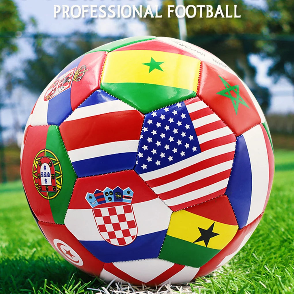 Ballon de Football Motif Drapeau National — PVC, Toutes Surfaces, Entraînement & Compétition