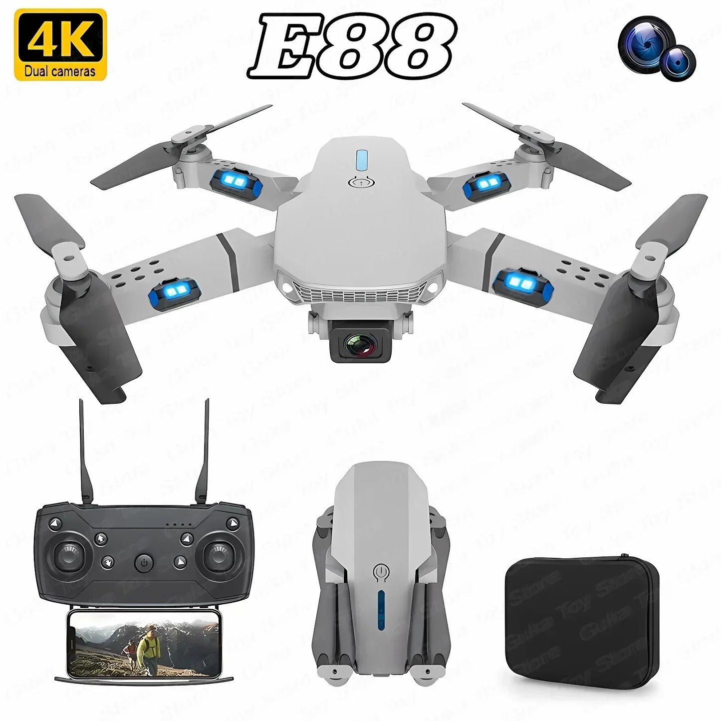 Drone WiFi FPV grand angle HD 4K/1080P — caméra, maintien hauteur, pliable, quadrirotor, jouet, cadeau noël garçon