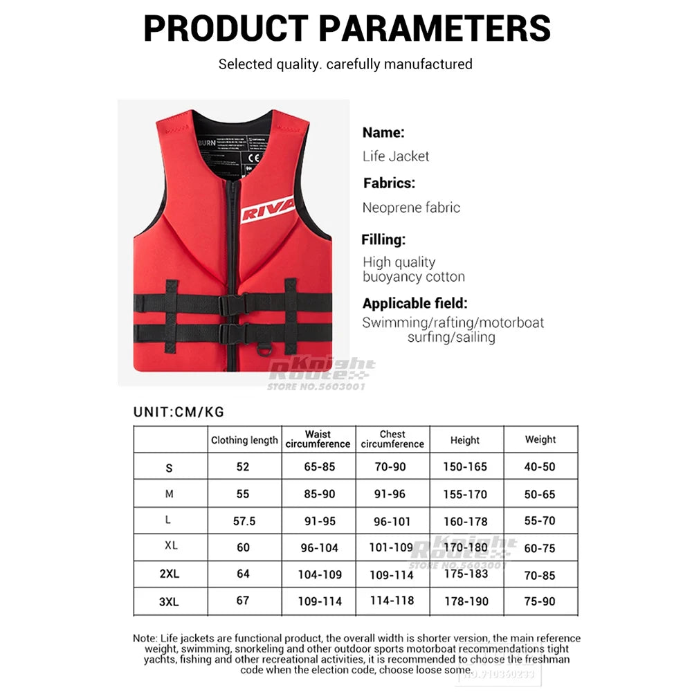 Gilet de sauvetage pour adultes — surf, kayak, wakeboard, rafting, ski nautique, natation