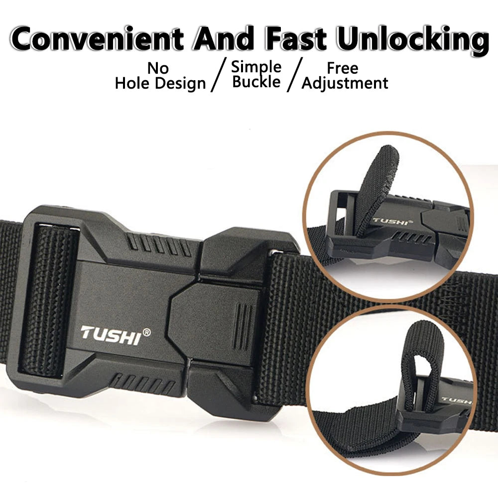 TUSHI – ceintures élastiques à boucle enfichable en alliage d'aluminium pour hommes, ceinture tactique Durable, Cowboy, ceinture militaire en plein air, chasse