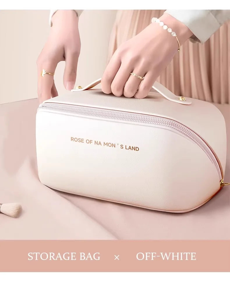HOMEFISH Luxury Makeup Organizer for Women, Toiletry Bag, Cosmetic Storage Bag, Travel Pouch, Zippered Makeup Case, Ladies Box