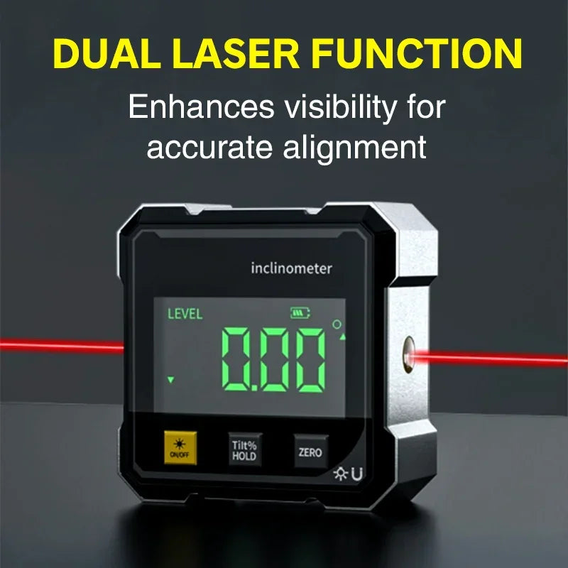 NOUVEAU Niveau numérique magnétique double face avec laser, rapporteur électronique, horizontomètre, inclinomètre, règle d'angle et mesure de pente