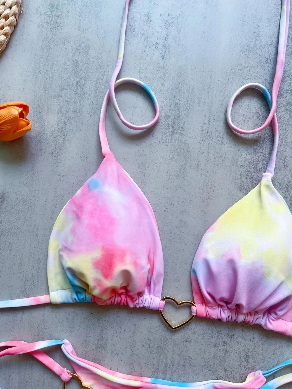 Ensemble bikini sexy dos nu couleur unie taille basse pour femme, maillot de bain deux pièces triangle string brésilien