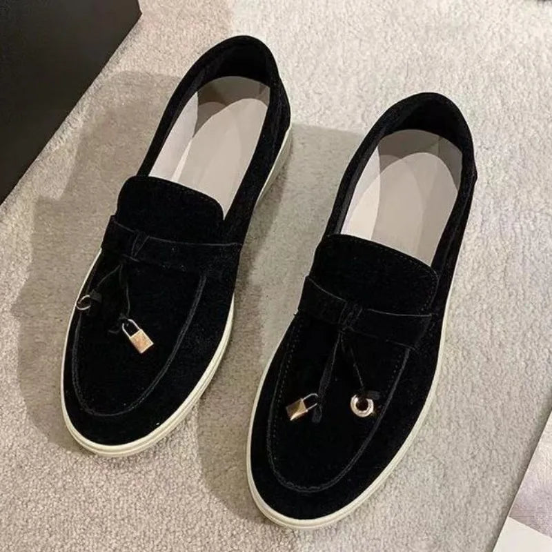 Women flats 2025 new trend spring autumn platform loafers casual suede ladies walking non-slip women's shoes Scarpe Da Donna