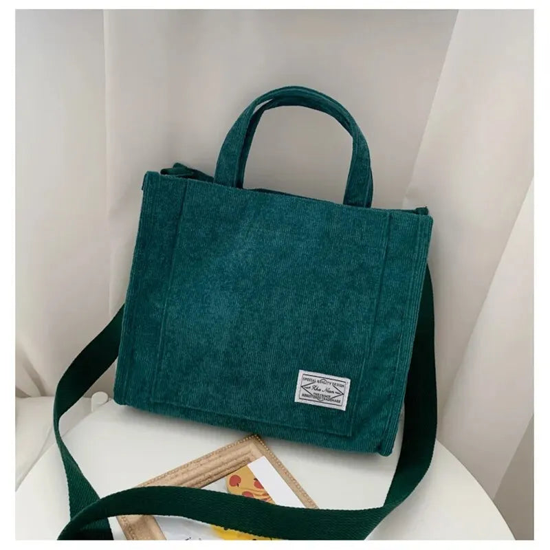 Bolso de hombro para mujer Rilibegan, nuevo estilo simple, de pana, portátil, de gran capacidad, bolso de mano pequeño cuadrado, a la moda y con tendencia.