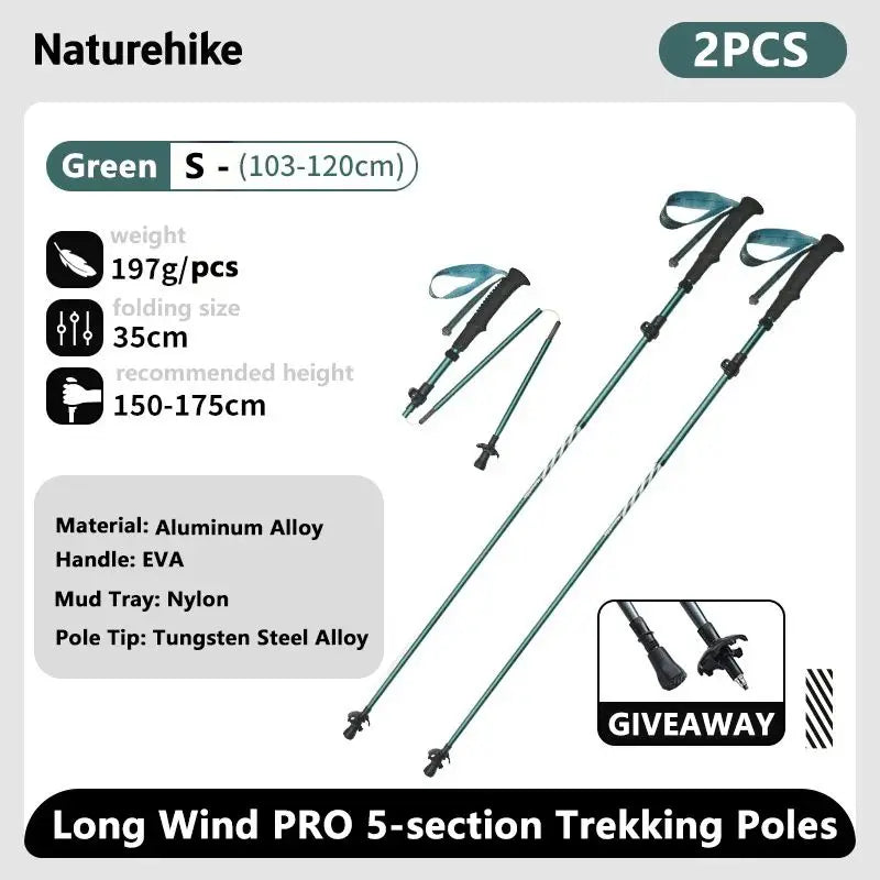 Naturehike – bâtons d'escalade ultralégers, pliables, pour l'extérieur, en Fiber de carbone, à verrouillage rapide
