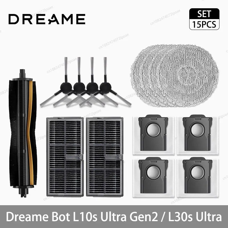 Accessoires pour aspirateur robot — brosse latérale, vadrouille, filtre HEPA, sac à poussière (v4)