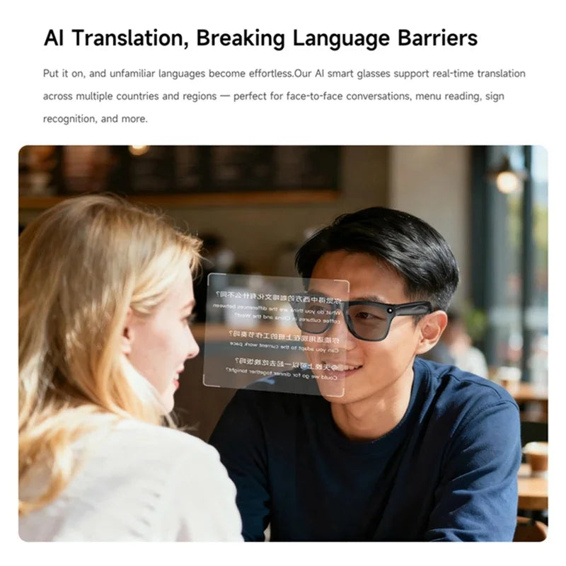 Lunettes intelligentes AI 8K HD photochromiques — Bluetooth, caméra, appel, musique, traducteur