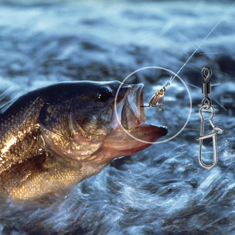 Boutons-pression pivotants de pêche 4 # -12 #   Kit de connecteurs Duo-Lock à roulement roulant en acier inoxydable, matériel pour leurre d'eau douce et d'eau salée, 50 à 200 pièces