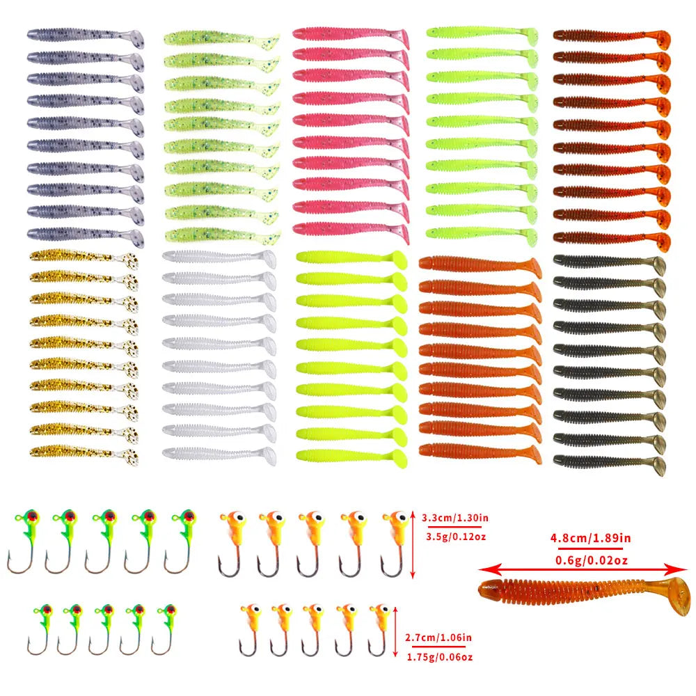 Leurre souple en silicone 4,5 cm avec queue en T — nageur, pêche carpe, black-bass, brochet