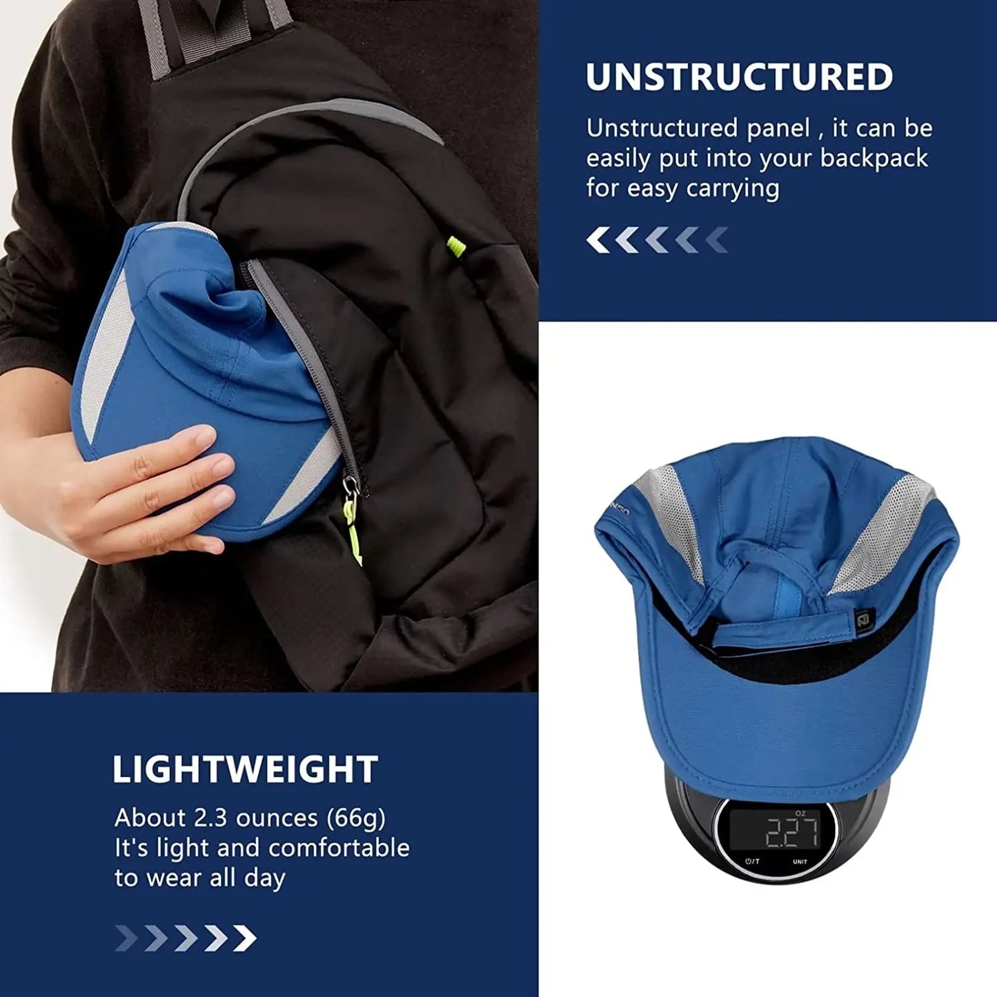 Casquette de sport unisexe à séchage rapide — réglable, légère, UPF 50+, course, randonnee, golf