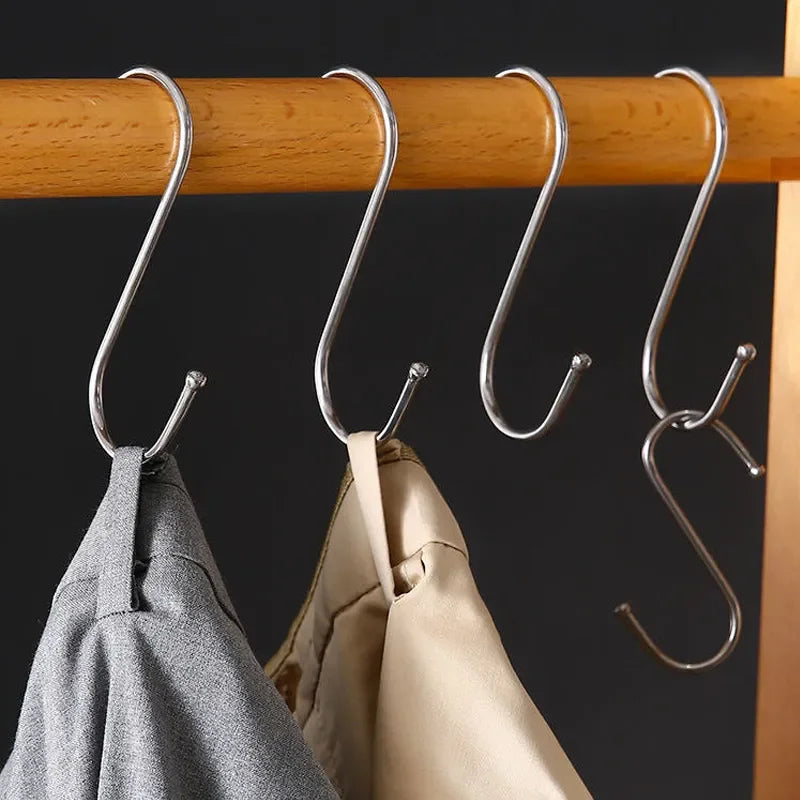 Crochets en S en acier inoxydable avec pointe pointue, pour ustensiles, cintre pour vêtements à viande, crochets de suspension pour boucher, magasin, outils de cuisson de cuisine