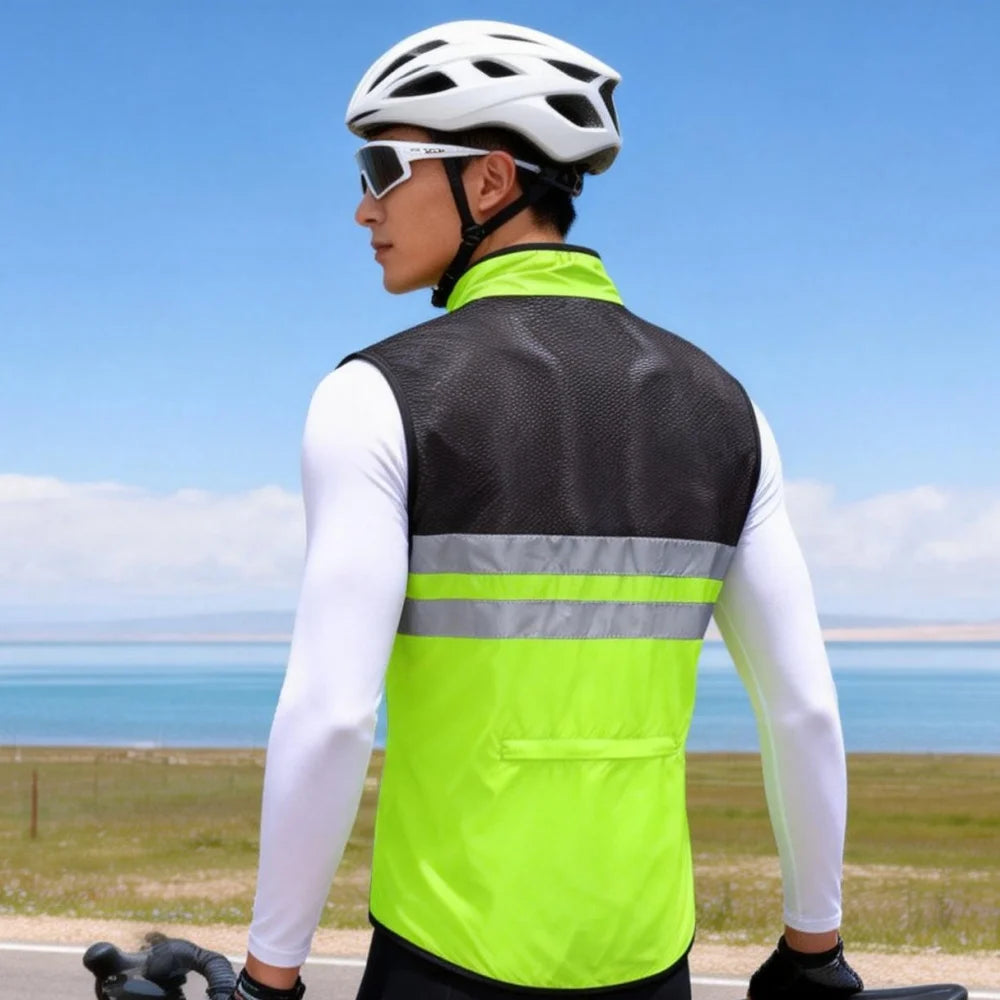 Gilet de cyclisme ultraléger sans manches — résistant à l'eau, coupe-vent, VTT, visibilité nocturne