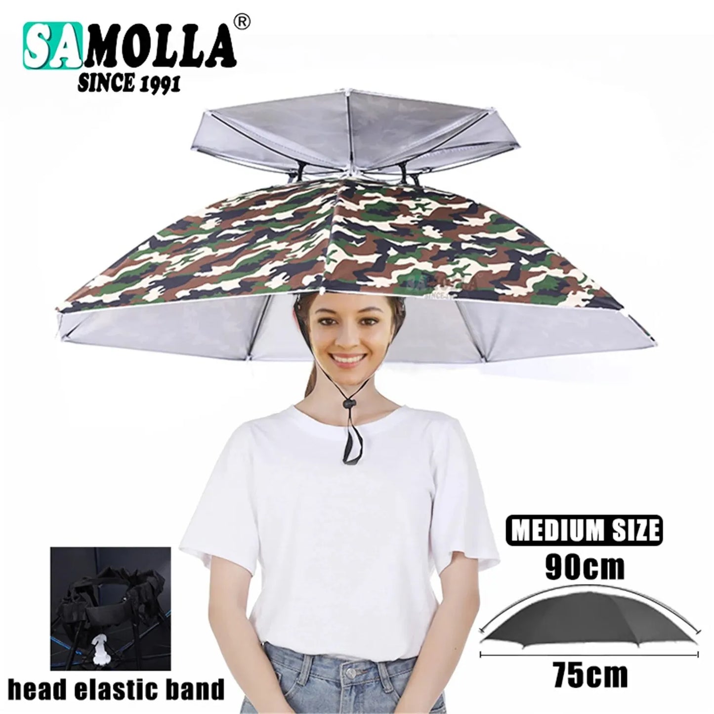 Chapeau parapluie de pluie pliable, pare-soleil imperméable, couvre-chef de pêche, chapeaux de tête de plage, Double couche, Protection UV, Protection solaire