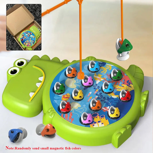 Jouets de pêche magnétiques simples dinosaure, canne à jeu, jouets pour enfants, bébé Montessori avec tige, cadeau éducatif sans rotation