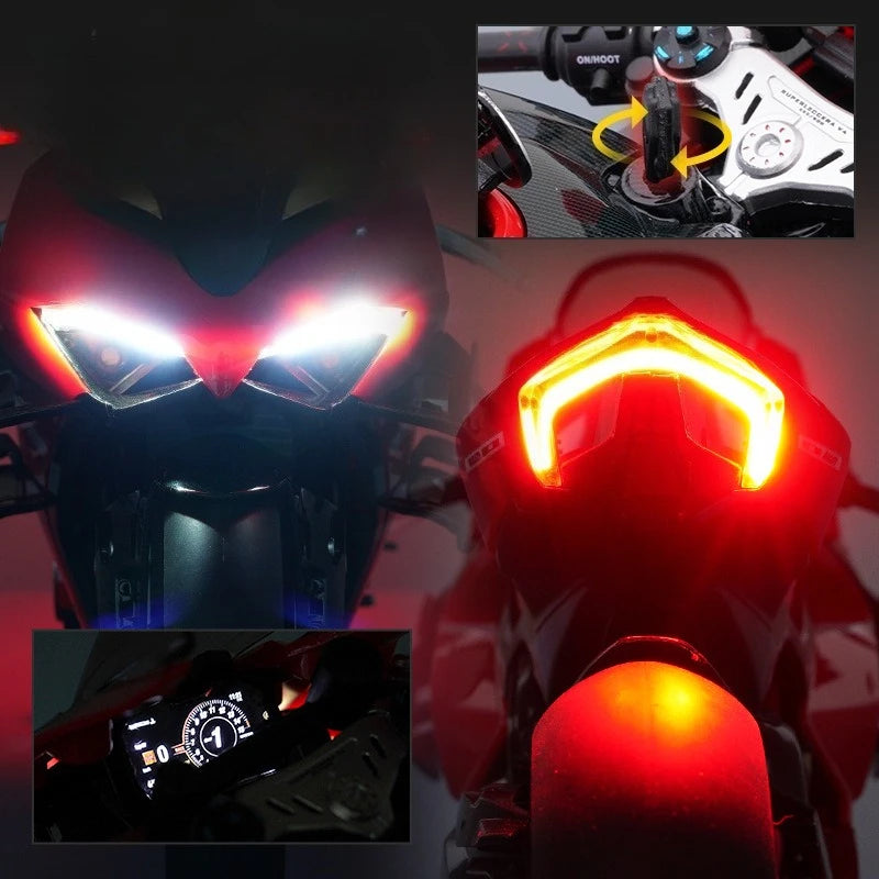 1:7 Diecast Spray Ducati Superleggera V4, Super Motorcycle Model Collection, Miniature Car, Ornament, Boyfriend Gift, Toy Vehicle
