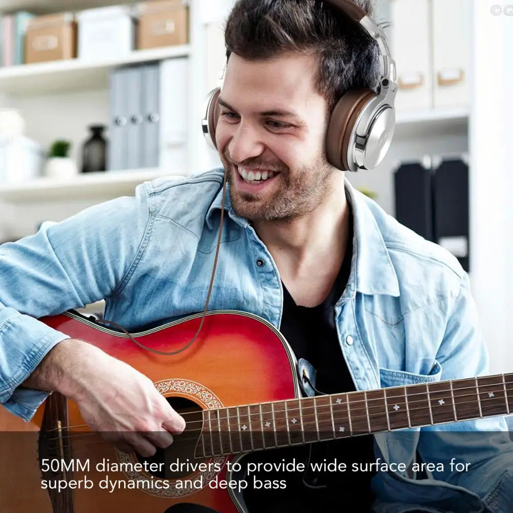 Casque DJ de studio professionnel avec microphone — sur-oreille, filaire, moniteur HiFi, pliable, jeu