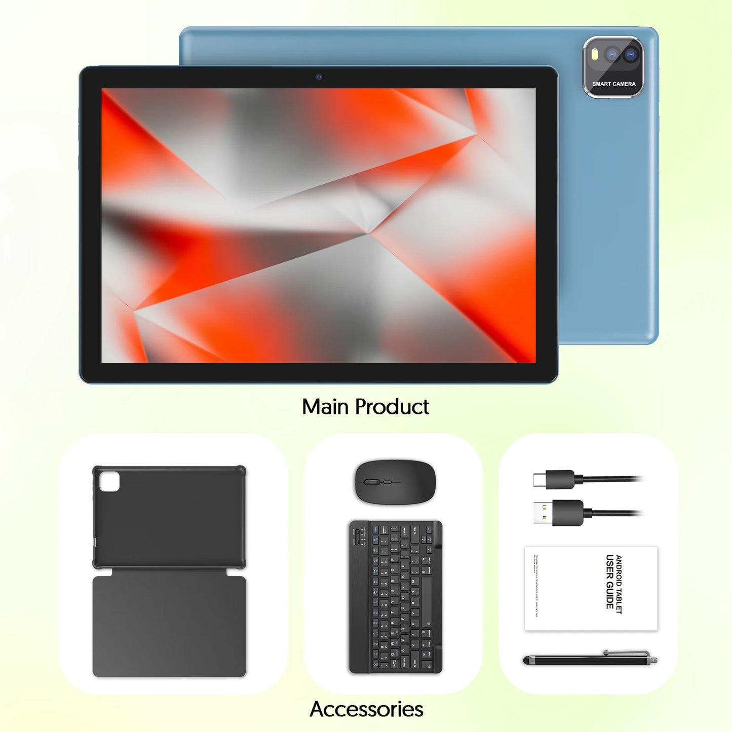 BAKEN Android Tablet 15 10 inch, Quad-Core Processor, 12GB (3+9 Extension) RAM + 64GB Storage, 5G WiFi, 1280*800 Dual Camera