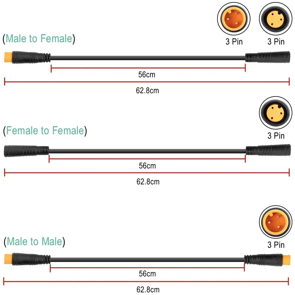 Câble Extension Accélérateur Pouce Vélo Électrique — Connecteur Conversion 3 Broches